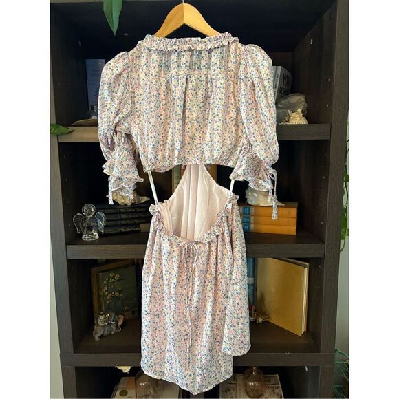 NWT For Love & Lemons Phoebe Floral Cutout Minj Dress Size Small - Picture 4 of 6